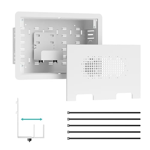 9" in-Wall Media Box, Recessed Outlet Wall Box, Structured Media Enclosure for One Connect & Network Switches, Works with Fire TV Stick & Samsung -Friendly Cable Management Kit