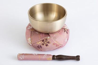 Orin Bell Japanese Buddhist Bell,Mat,bar Set Made in Japan Takaoka, Pink,2.99inch