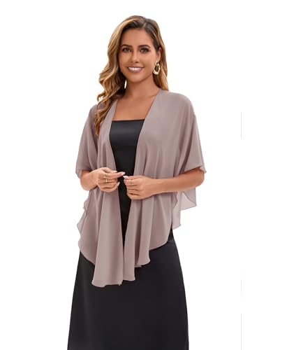 Baoqiya Chiffon Shawl Evening Scarf Shawls and Wraps for Women Wedding Party Bridal Scarves Cover Ups - color: Khaki