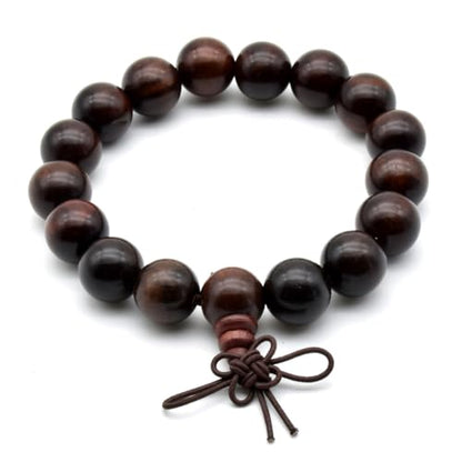 Zen Dear Unisex Natural Rosewood Prayer Beads Buddha Buddhist Prayer Meditation Mala Necklace Bracelet - style: 12mm 17 beads