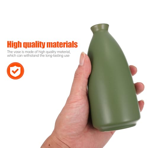 Toyvian Ceramic Zen Vase Green Dried Flower Vase Tabletop Artistic Home Décor for Desktop Arrangement and Meditation Space Decoration