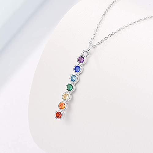 TANGPOET 7 Chakra Necklace for Women 925 Sterling Silver Healing Stone Pendant Necklace Reiki Meditation Jewelry Gifts for Mom Wife Yoga Lover Birthday Christmas Stocking Stuffers
