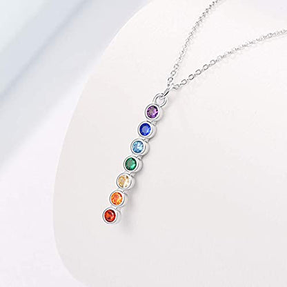 TANGPOET 7 Chakra Necklace for Women 925 Sterling Silver Healing Stone Pendant Necklace Reiki Meditation Jewelry Gifts for Mom Wife Yoga Lover Birthday Christmas Stocking Stuffers