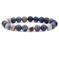 Amandastone Natural Gemstone 8mm Round Beads Stretch Bracelet 7 Inch - color: Matt Polychrome Jasper