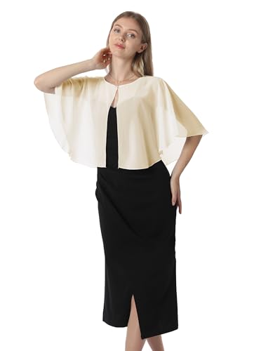 Chiffon Capelet Soft capes Shawls and Wraps for Evening Dress Wedding Cape 1920s shawl accessories for women - color: Pale Champagne