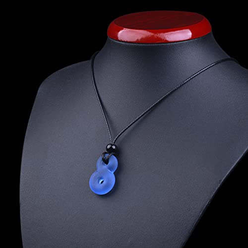 Infinity Necklace - Sea Glass Jewelry - Positive Vibes Collection - Cute Meditation Crystals - Spiritual Gifts for Yoga Lovers - High Vibration Tibetan Symbols - Cool and Trendy Good Luck Amulets - color: Ocean Blue Sea Glass Crystal