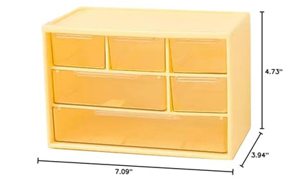 3-Tier Desktop Drawer Organizer, 6-Grid Storage Box for Jewelry, Makeup, Small Items, Clear Plastic Drawers for Desk Organization