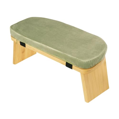 Yoga Meditation Bench Kneeling Stool, Foldable, Wood, with Removable Cushion Ergonomic Prayer Bench Meditation Stool