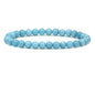 Natural Gemstone 6mm Round Beads Stretch Bracelet 7 Inch - color: Blue Amazonite