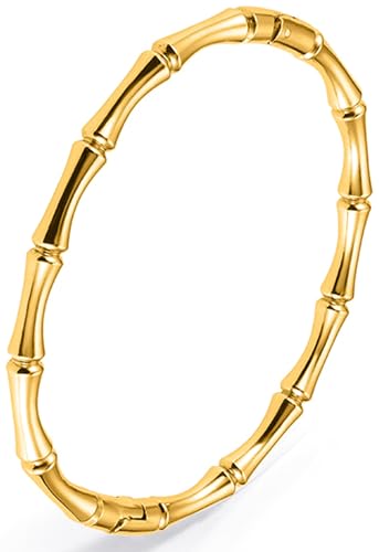 Stainless Steel Bamboo Design Bracelet Titanium Steel Bangle - color: Bamboo Gold