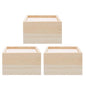 SEWACC 3pcs Sliding Lid Wood Storage Box 12x12x8cm Small Organizer Case for Sundries and Jewelry