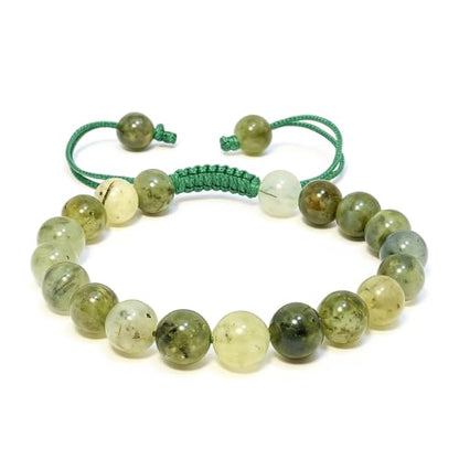 ANAYA AGATE Energy Protection Crystal Handmade Adjustable Bead Bracelet Perfect for Men, Women’s Christmas Gift - Gemstone Healing Stretch Bracelet Pulsera Para Hombre Mujer Stocking Stuffer - color: Prehnite