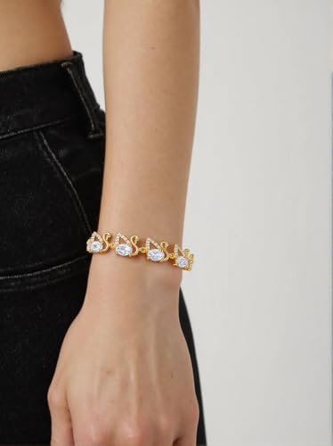 Bracelet for Women 14K Gold Plated Dainty Chain Simple Jewelry - style: Gold-Plated Crystal