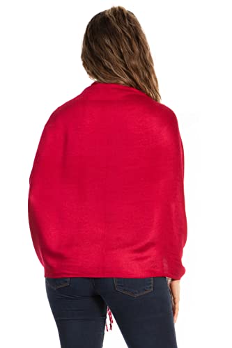 Sakkas 78" X 28" Rayon from Bamboo Soft Solid Pashmina Feel Shawl/Wrap/Stole - color: Dark Red
