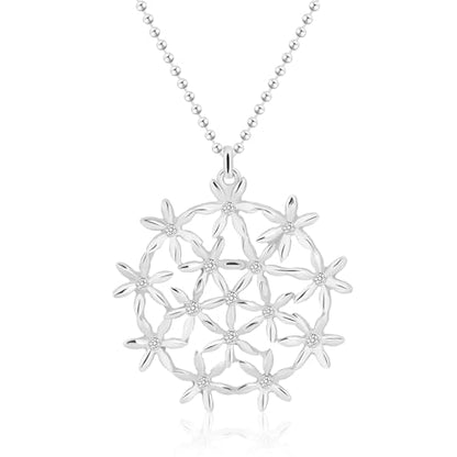 Flower of Life Necklace: 18K Gold Plated Sacred Geometry Buddhist Chakra Mandala with Diamond Pendant Necklaces Yoga Spiritual Amulet Jewelry Meditation Gift for Women Men - color: silver-1
