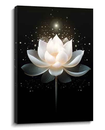 Zen Wall Art Lotus Wall Decor Black Painitng Canvas Canvas Prints Flower Blossom Pictures Spirtual Meditation Artwork for Yoga Room Living Room Office Home Framed(Art-9,12.00"x18.00") - color: J - Black and White Lotus, size: 18"L x 12"W