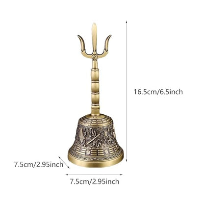 Meditation Bell Handbell Loud Copper Taoist Ritual Polished Instrument Buddhist Bell Prayer Bell Pray Sing Bowl Hand Bell