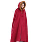 Winter Meditation Cape,Meditation Cloak Meditation Clothes Zen Cloak Unisex Double-Layer Plush Thickened Fur Collar - color: Red, size: Large