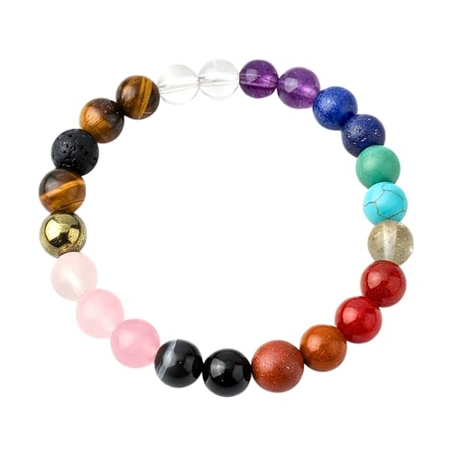 The Alchemist's Arcanum Adjustable Beaded Wrist Accessory for Men and Women, Stretch Fit Stone Bead Jewelry for Daily Wear and Gifting - color: 7 Chakra