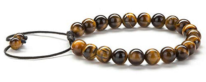 Men Women 8mm Tiger Eye Stone Beads Bracelet Elastic Natural Stone Yoga Bracelet Bangle - color: Tiger Eye Stone-21018