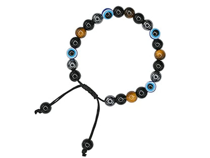 Amazing Gemstone Evil Eye Bracelets for Men Women - Ultimate Protection - Black Obsidian, Tigers Eye and Hematite - Healing Bracelets Gifts for Mom Mothers Day Pulseras Para Hombres Mujer - color: Ultimate Protection