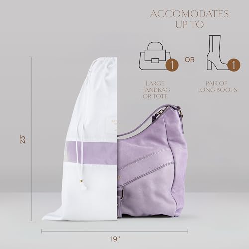 Hayden Hill Luxury Organic Cotton Dust Bags For Handbags - 3 Pack Large - 23" Purse Dust Bags, Shoe Bags and Handbag Covers For Storage - Carbon Neutral Protector Dustbags - style: Large 23"