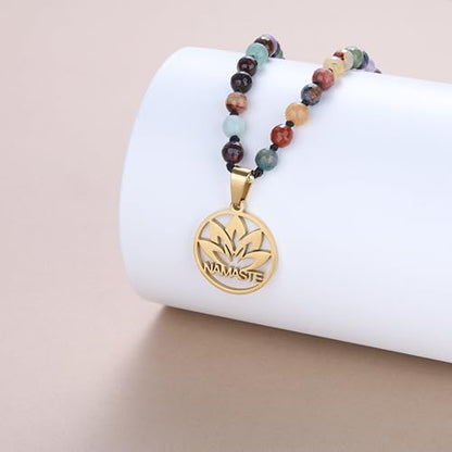 COAI 6mm Handmade Prayer Necklace 108 Mala Beads Stone Beaded Necklace