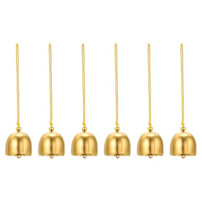 PATIKIL 6 Pcs Wind Chime, Hanging Bells Temple Bells Retro Outdoor Hanging Metal Chinese Wind Chime Round for Outside Garden Camping, Gold Yellow - color: Gold Yellow