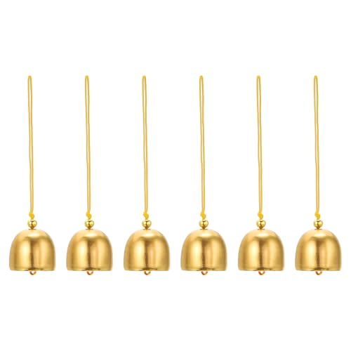PATIKIL 6 Pcs Wind Chime, Hanging Bells Temple Bells Retro Outdoor Hanging Metal Chinese Wind Chime Round for Outside Garden Camping, Gold Yellow - color: Gold Yellow