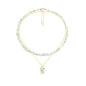 2Pcs Crystal Necklace for Women Handmade Choker Necklaces Pendant Necklace Natural Stone Gemstone Beaded Necklace 18k Gold Plated Adjustable Dainty Necklace for Women - color: Amazonite