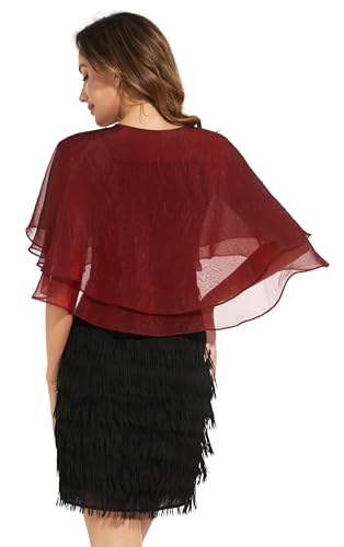 Women's Sheer Tencel Shawls and Wraps for Evening Dresses Soft Wedding Cape Lightweight Bridesmaid Scarves Cover Up - color: Ruby