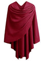 PULI Womens Large Cross Front Poncho Sweater Wrap Topper Knitted Elegant Shawls Cape for Fall Winter - color: 1-maroon
