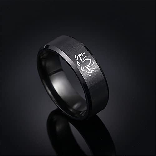 Spiritual Buddha Om Protection Jewelry-Stainless Steel Buddhism Yoga Meditation Prayer Amulet Finger Band Ring Pendant Free Necklace Chain Religious Buddhist Serenity Meditating Jewellry,Size 6-12