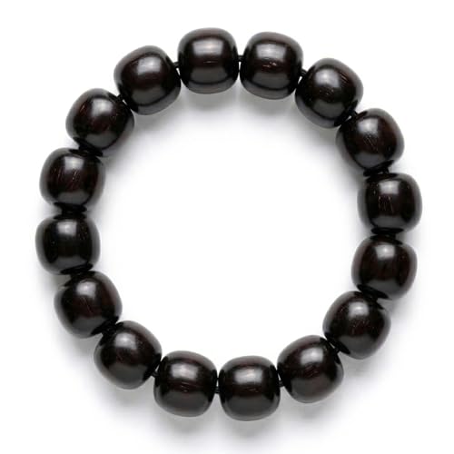 Meditaiton Men Beaded Bracelets, Handmade Sandalwood Mala Beads, Buddhist Prayer Red Wood Bracelets, Comfortable for Daily Wear Yoga Gift for Men - color: 13x14mm Bead