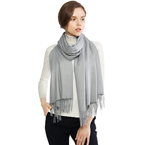 RIIQIICHY Women's Scarf Pashmina Shawls and Wraps for Evening Dress Bridesmaid Wedding Bridal Winter Warm Long Large Scarves - color: Light Grey