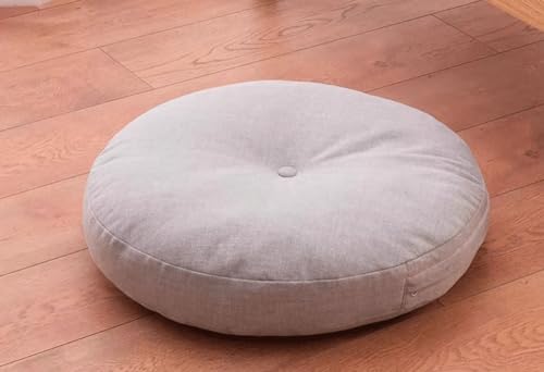 Round Seat Cushion,Japanese Futon,Large Cotton Linen Tatami Floor Pillow,Thicken Tufted Cotton Seat Cushion,Solid Color Floor Cushion,Yoga Meditation Cushion (Size:40x40cm(16x16inch),Color:light gray) - color: Light Gray, size: 40x40cm(16x16inch)