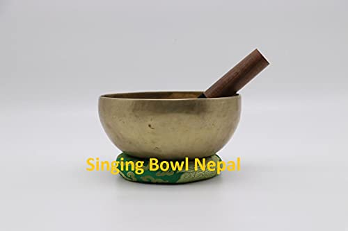 Handicraft Nepal Tibetan Handmade Singing Bowl 8'' for Yoga Meditation with Silk Cushion Made from Nepal