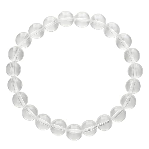 Amazing Gemstone Crystal Bracelet for Women Men's Gifts - Protection Healing Crystal Bracelet - 8mm Gemstone Beaded Stretchable Bracelet Pulseras Para Hombres Mujer Stocking Stuffers Mothers Day Gift (Clear Quartz) - color: Clear Quartz
