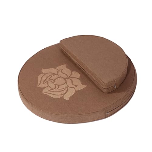 Round Meditation Cushion Mat Set with Washable Cotton Linen Cover, Larger Yoga Mat Bolster Floor Pillows Seating for Adults Meditation Accessories coffee-60cm - color: Coffee, size: 60cm