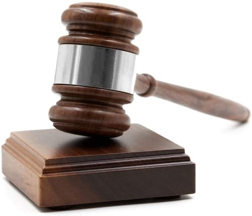 Wooden Walnut Gavel w/Square Sound Block (Silver Band)