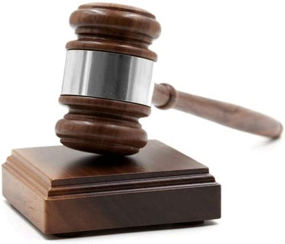 Wooden Walnut Gavel w/Square Sound Block (Silver Band)