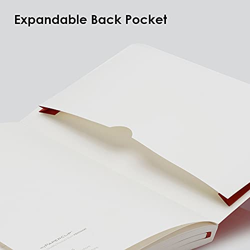 myPAPERCLIP Executive Series A5 Plain Notebook | 192 Pages, 80 GSM, Soft Cover, A5 (5.83 x 8.27 in) | Flat Lay | Bookmark, Elastic Closure & Back Pocket | Red - color: Red, size: A5, Plain