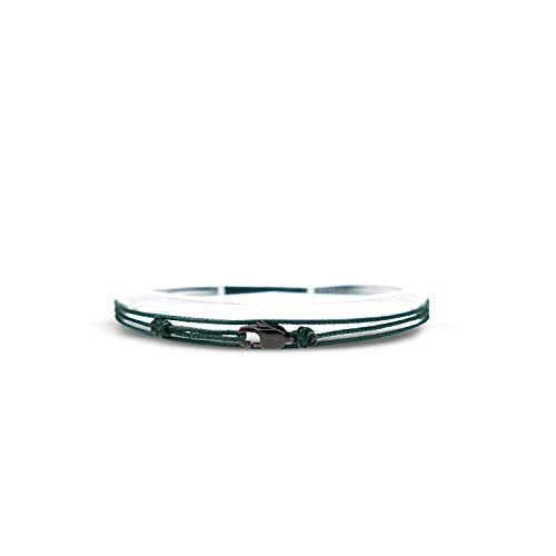 Made by Nami Nautical Rope Bracelet for Men Waterproof & Adjustable Wrap String Bracelets with Snap Hook Gift for Him - color: Emerald Green Black