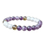 The Alchemist's Arcanum Adjustable Beaded Wrist Accessory for Men and Women, Stretch Fit Stone Bead Jewelry for Daily Wear and Gifting - color: Amethyst + Rainbow Moonstone + Smoky Quartz