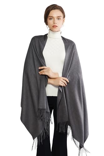 RIIQIICHY Women's Scarf Pashmina Shawls and Wraps for Evening Dress Bridesmaid Wedding Bridal Winter Warm Long Large Scarves - color: Dark Grey