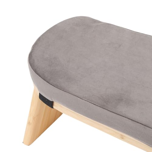 ZJchao Meditation Bench Wooden Yoga Stool Ergonomic Detachable Kneeling Chair for Home Meditation with Soft Cushion Carry Bag (Grey) - color: Grey