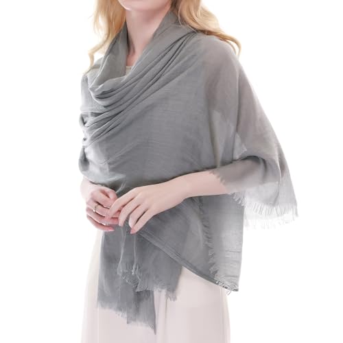 RIIQIICHY Scarf for Women Lightweight Solid Color Long Fashion Gauze Scarves Shawl Wrap - color: Light Grey