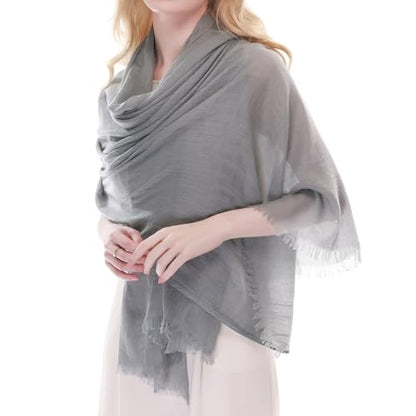 RIIQIICHY Scarf for Women Lightweight Solid Color Long Fashion Gauze Scarves Shawl Wrap - color: Light Grey