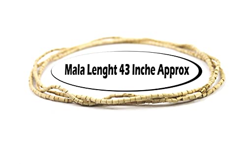 IS4A Tulsi Neck Beads 3X Long Mala (Necklace) Krishna Holy Basil Wood 2 mm Beads for Body & Soul of All Impure Karma & Thoughts