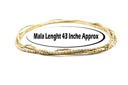 IS4A Tulsi Neck Beads 3X Long Mala (Necklace) Krishna Holy Basil Wood 2 mm Beads for Body & Soul of All Impure Karma & Thoughts